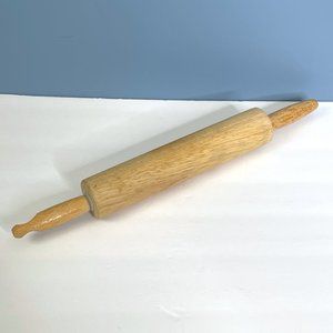 Vintage 17" Wooden Rolling Pin Solid Wood‎ Barrel & Rolling Handles